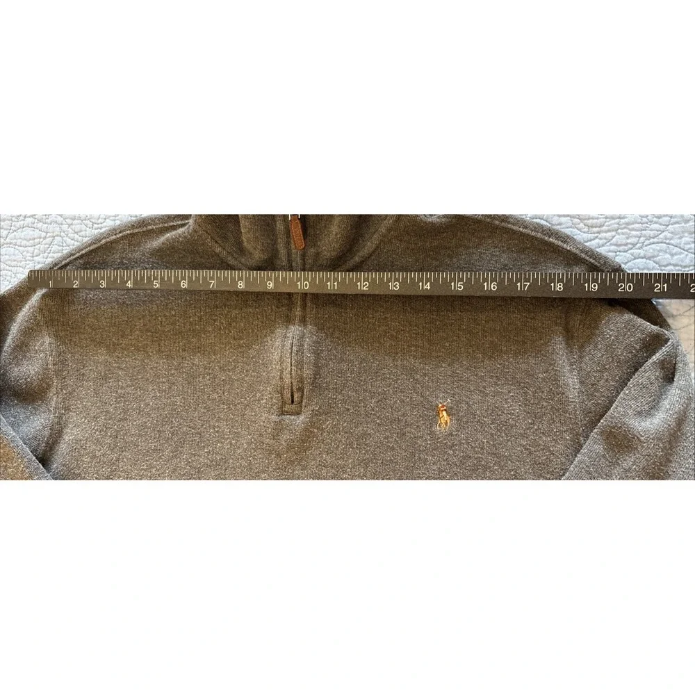 Polo Ralph Lauren Mens XL 1/4 Zip Sweater Pullover Gray Estate Rib Flesh Pony